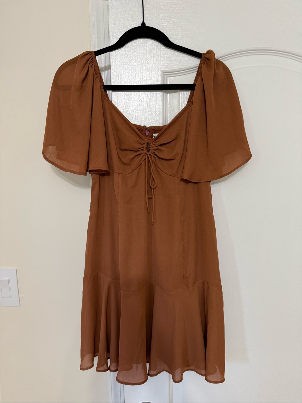 Abercrombie & Fitch Burnt Orange Flutter-Sleeve Mini Dress